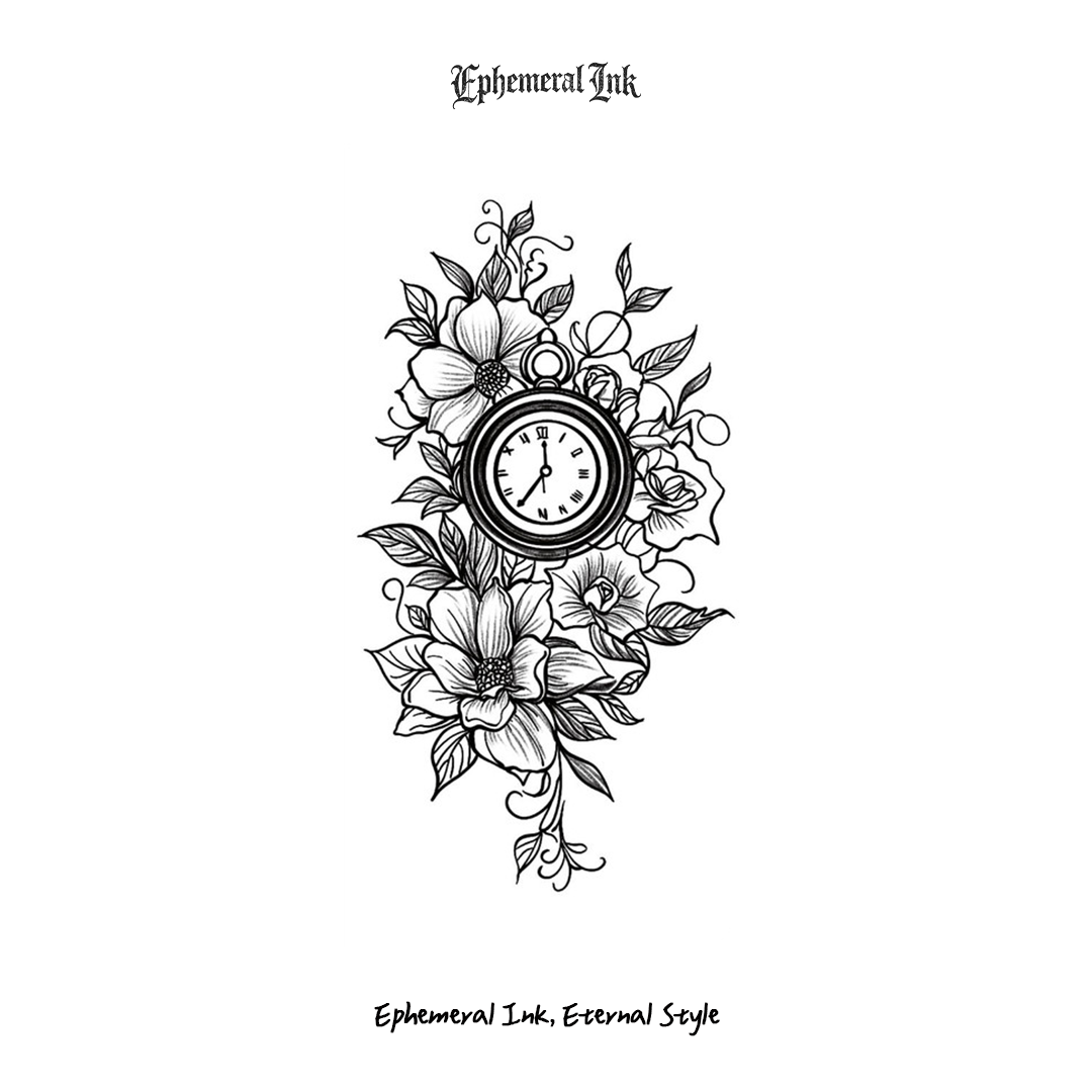 Minimalist Line Art Flower Temporary Tattoos, Botanical Tattoo Pack for Daily Wear (2 sheets per set)