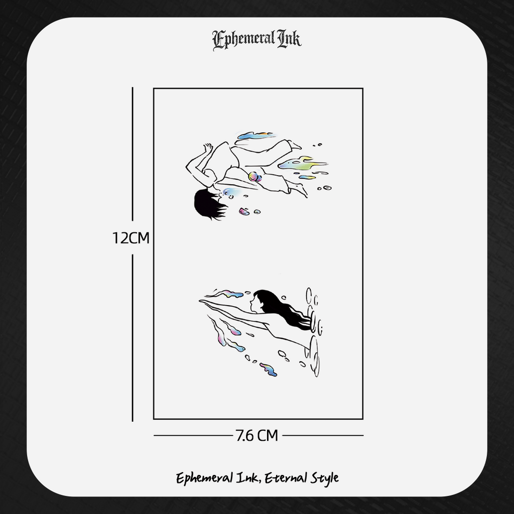 Swimming Couple Temporary Tattoos (2pcs/set)