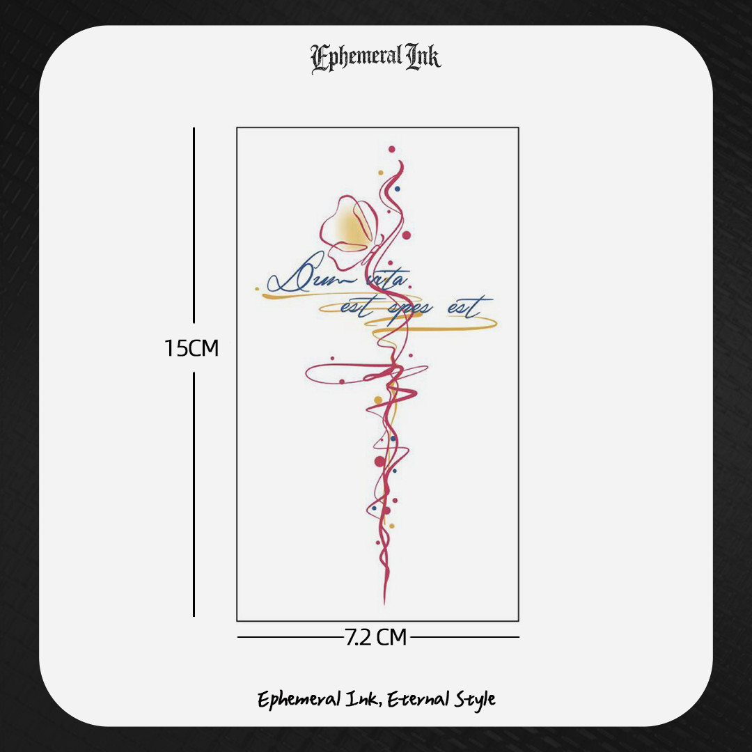 Tatouage temporaire couleur citation latine « Dum vita est, spes est » (2 feuilles par set)