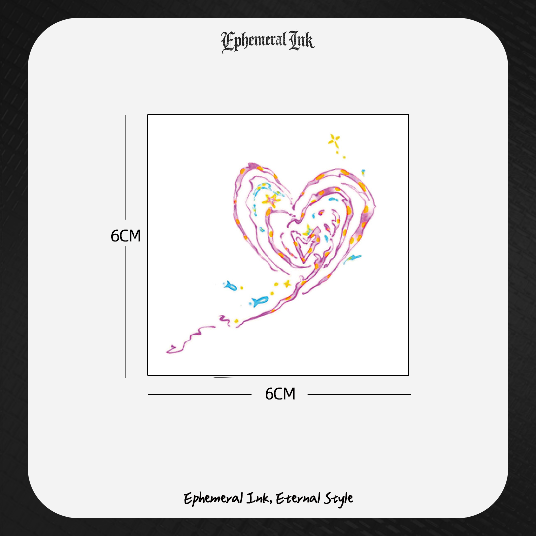 Cute Hand-Drawn Heart Temporary Tattoos (2pcs/set)