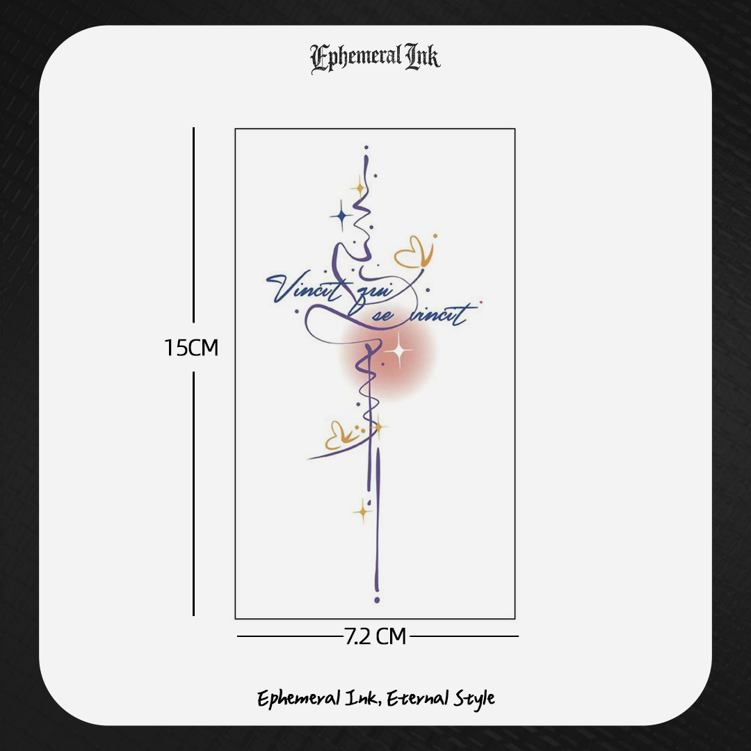 "Vincit qui se vincit" Latin Quote Color Temporary Tattoo (2 sheets per set)