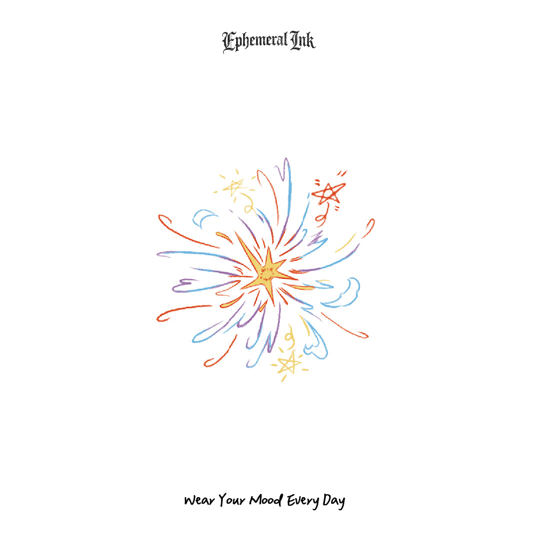 Tatouages temporaires mignons en forme d'étoiles de feux d'artifice dessinées à la main, autocollants de tatouage colorés et imperméables (2 feuilles par set)