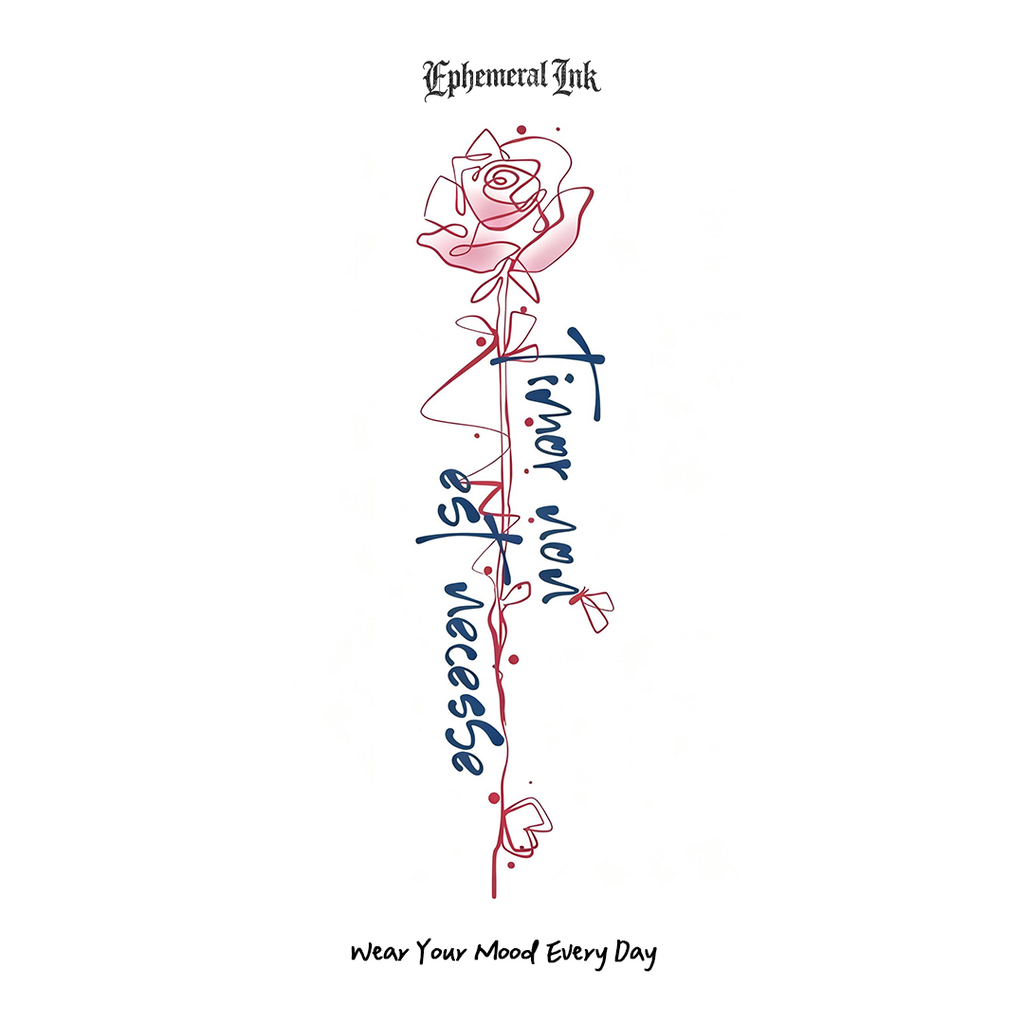 Tatouage temporaire couleur "Timor non est necesse" Citation latine (2 feuilles par set)