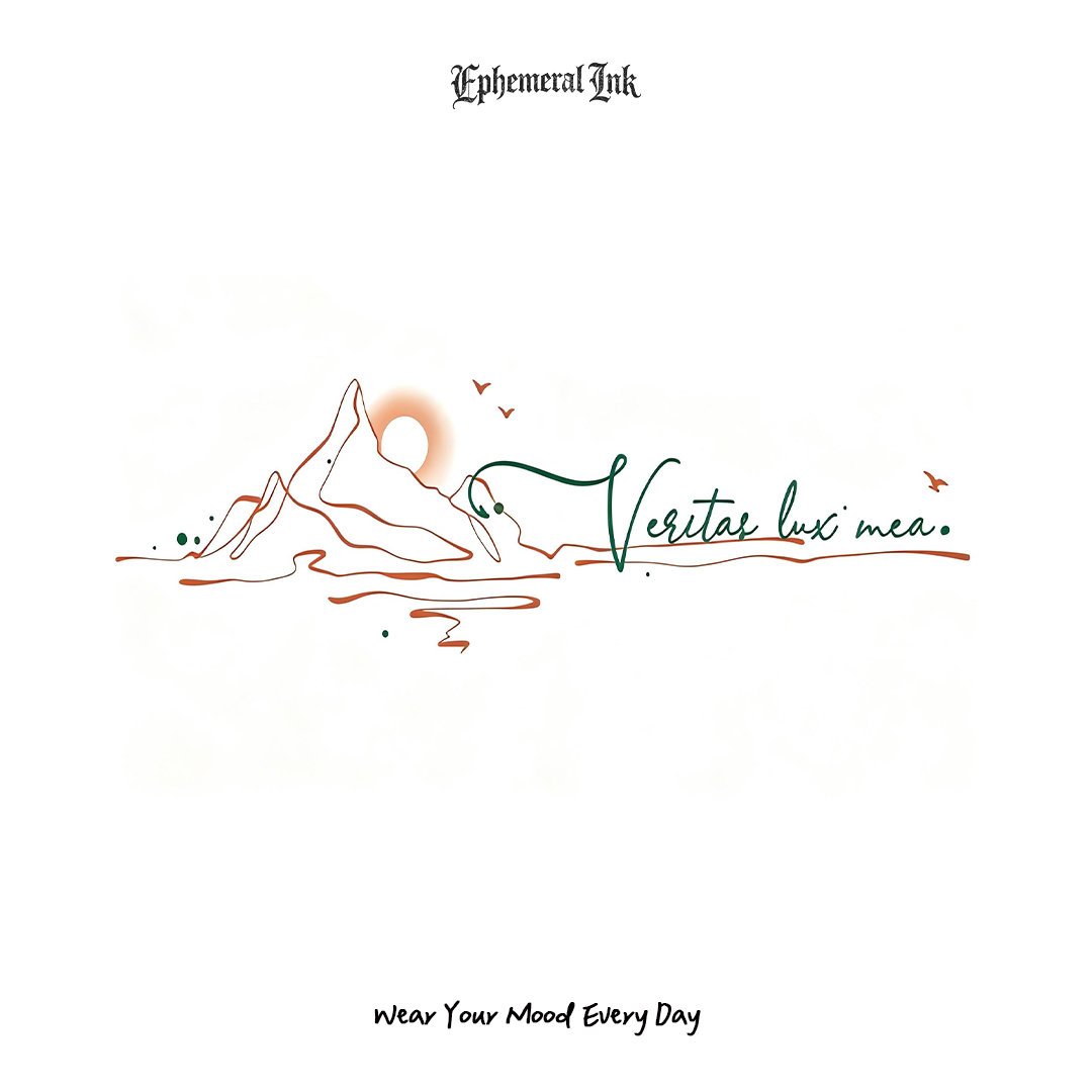 Tatouage temporaire couleur citation latine « Vestas lux mea. » (2 feuilles par set)