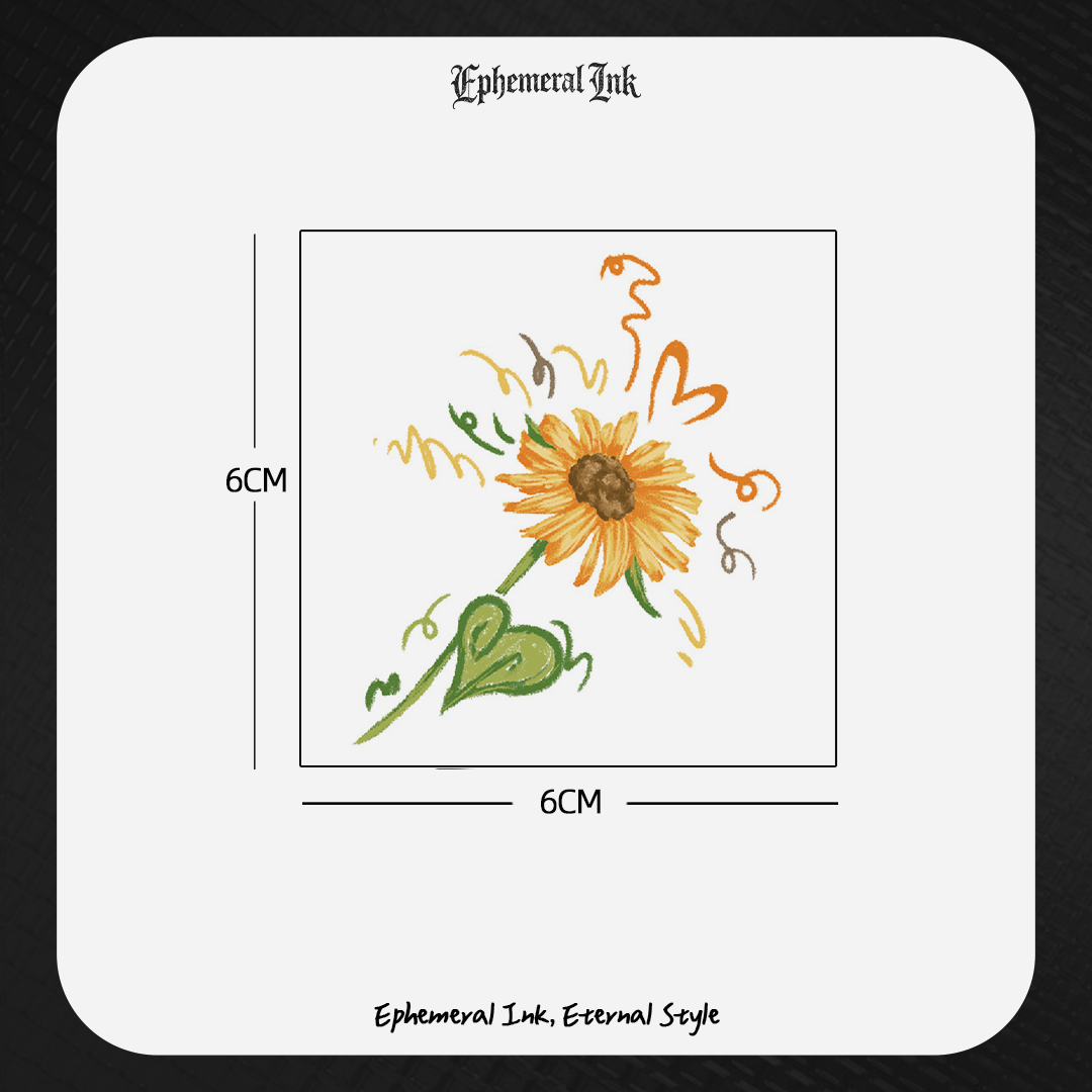 Tatouages Temporaires Tournesol Aquarelle Adorables, Autocollants Floraux Mignons et Étanche (2 feuilles par lot)