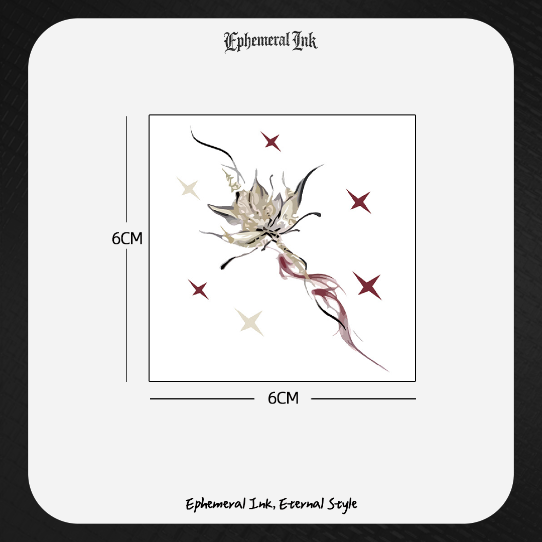 Tatouages éphémères uniques en forme de baguette magique dessinée à la main, Tatouages gothiques en forme d'étoile imperméables (2 feuilles par lot)