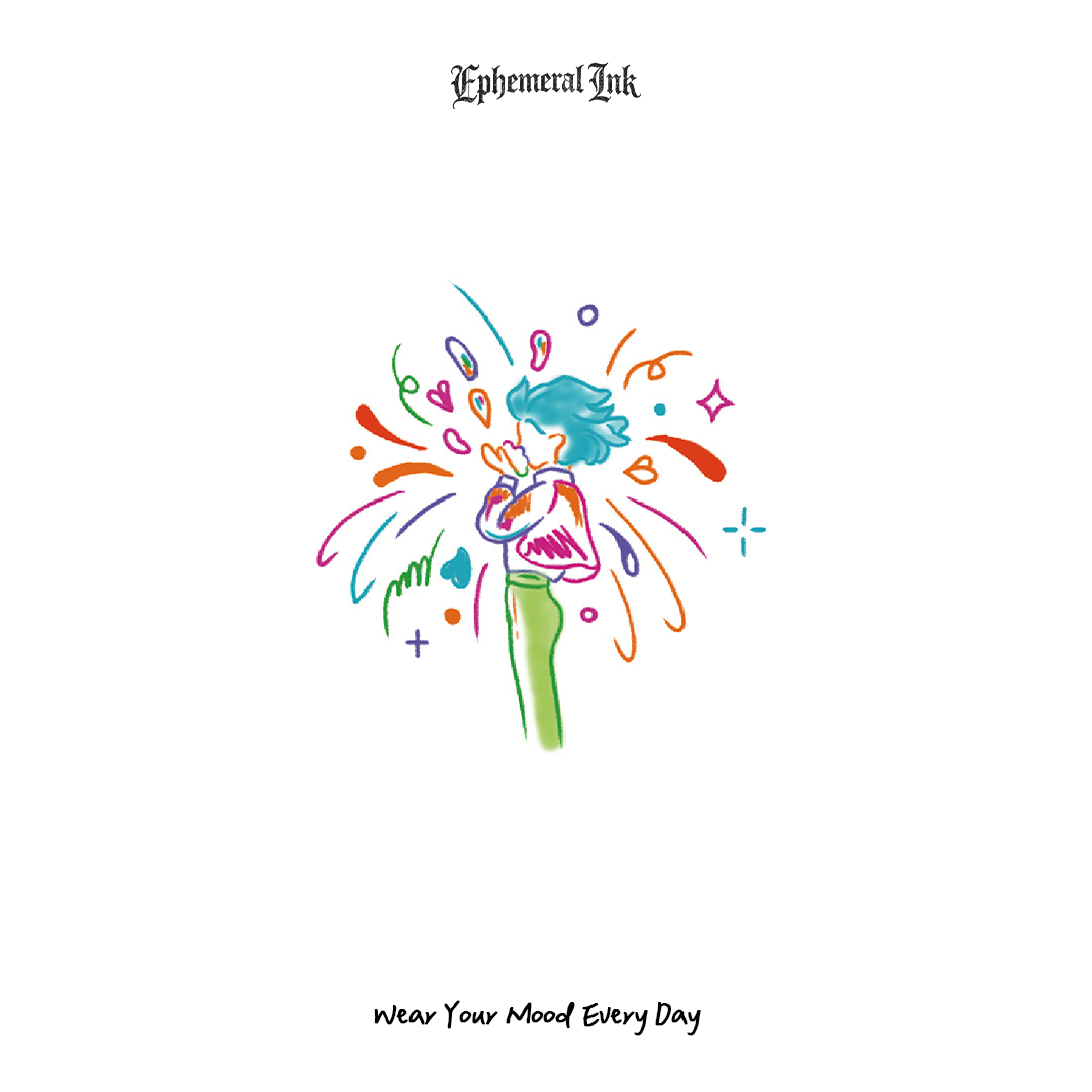 Mignons tatouages temporaires de garçon qui envoie des bisous dessinés à la main, autocollants corporels imperméables et colorés (2 feuilles par ensemble)