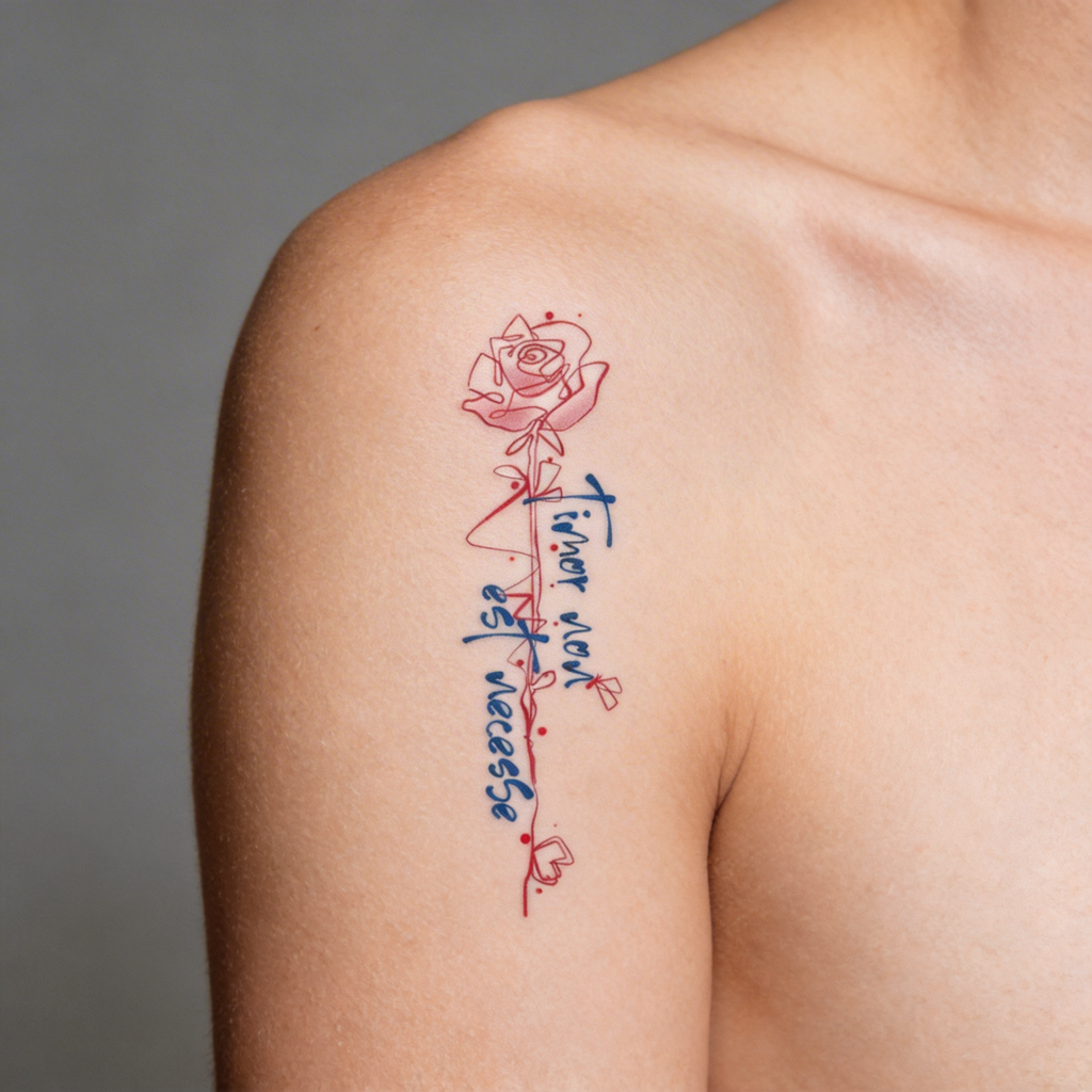 Tatouage temporaire couleur "Timor non est necesse" Citation latine (2 feuilles par set)