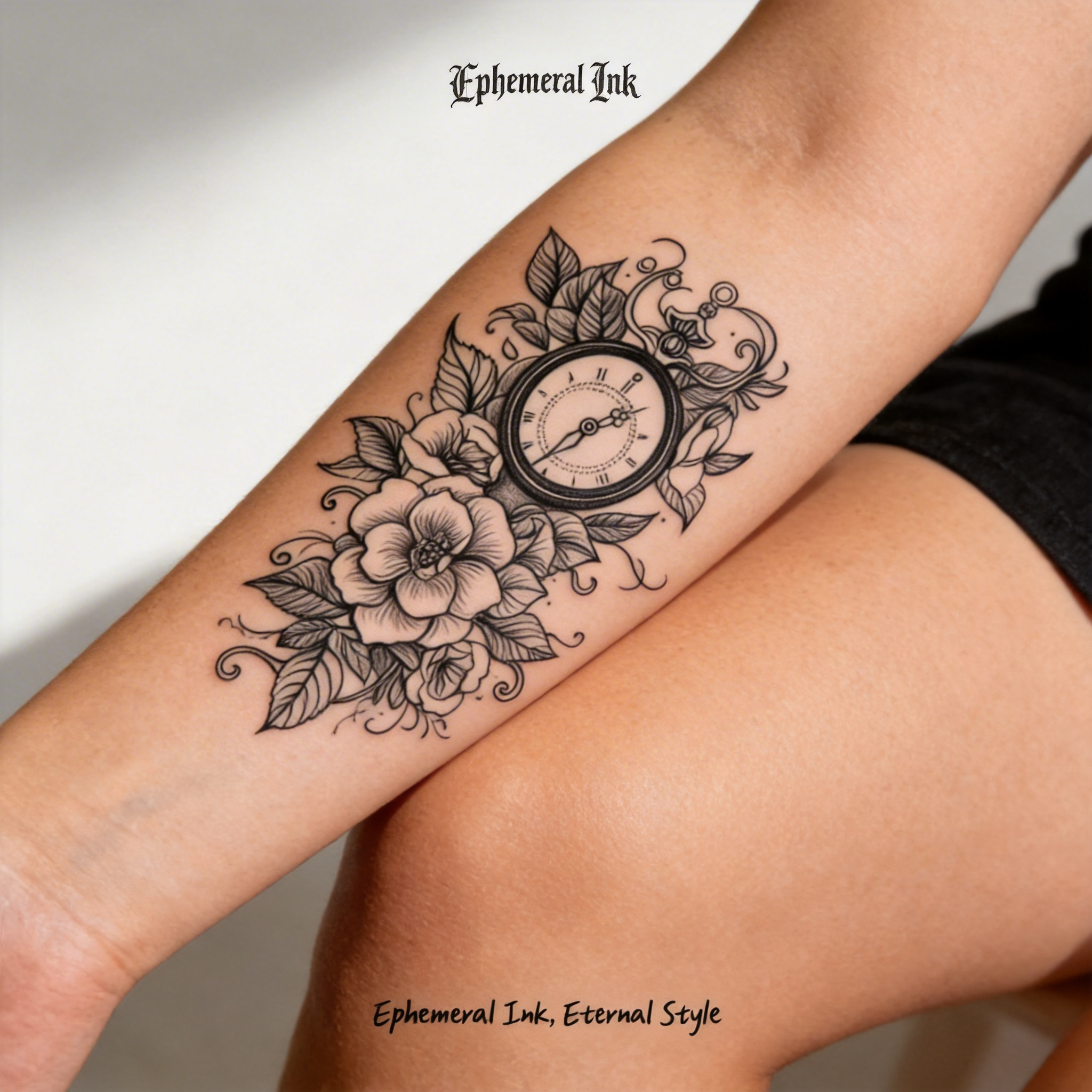 Minimalist Line Art Flower Temporary Tattoos, Botanical Tattoo Pack for Daily Wear (2 sheets per set)