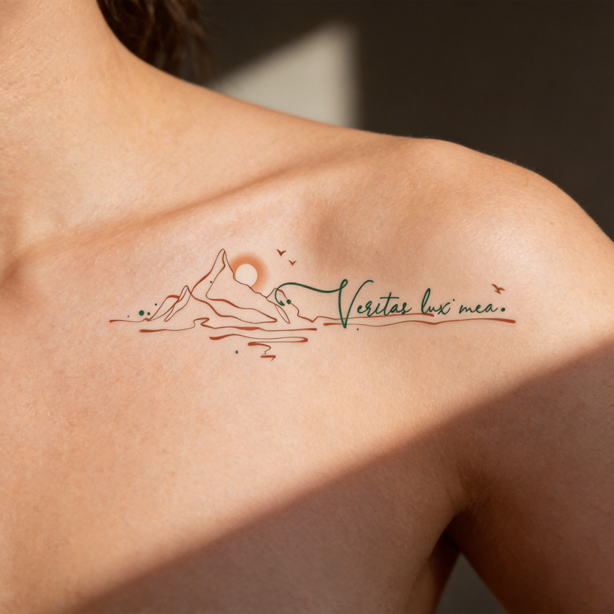 Tatouage temporaire couleur citation latine « Vestas lux mea. » (2 feuilles par set)