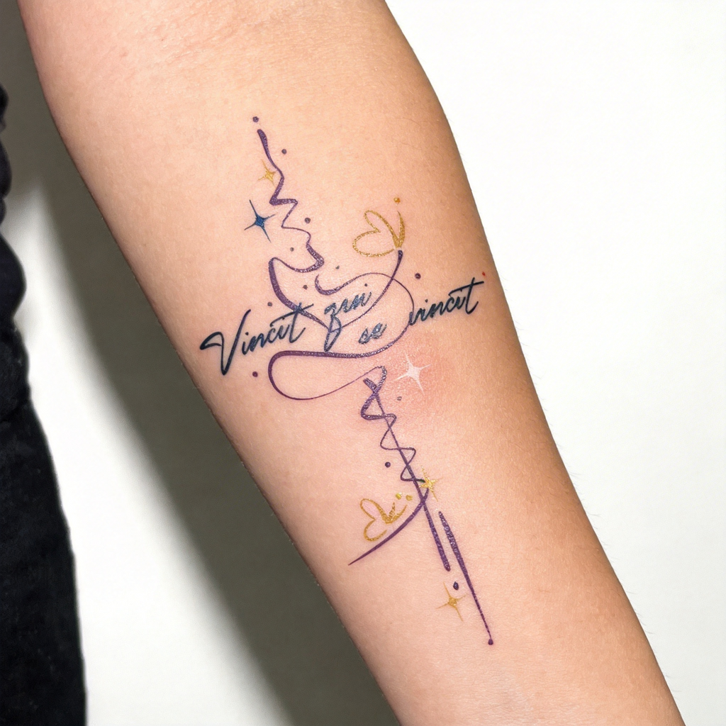 "Vincit qui se vincit" Latin Quote Color Temporary Tattoo (2 sheets per set)