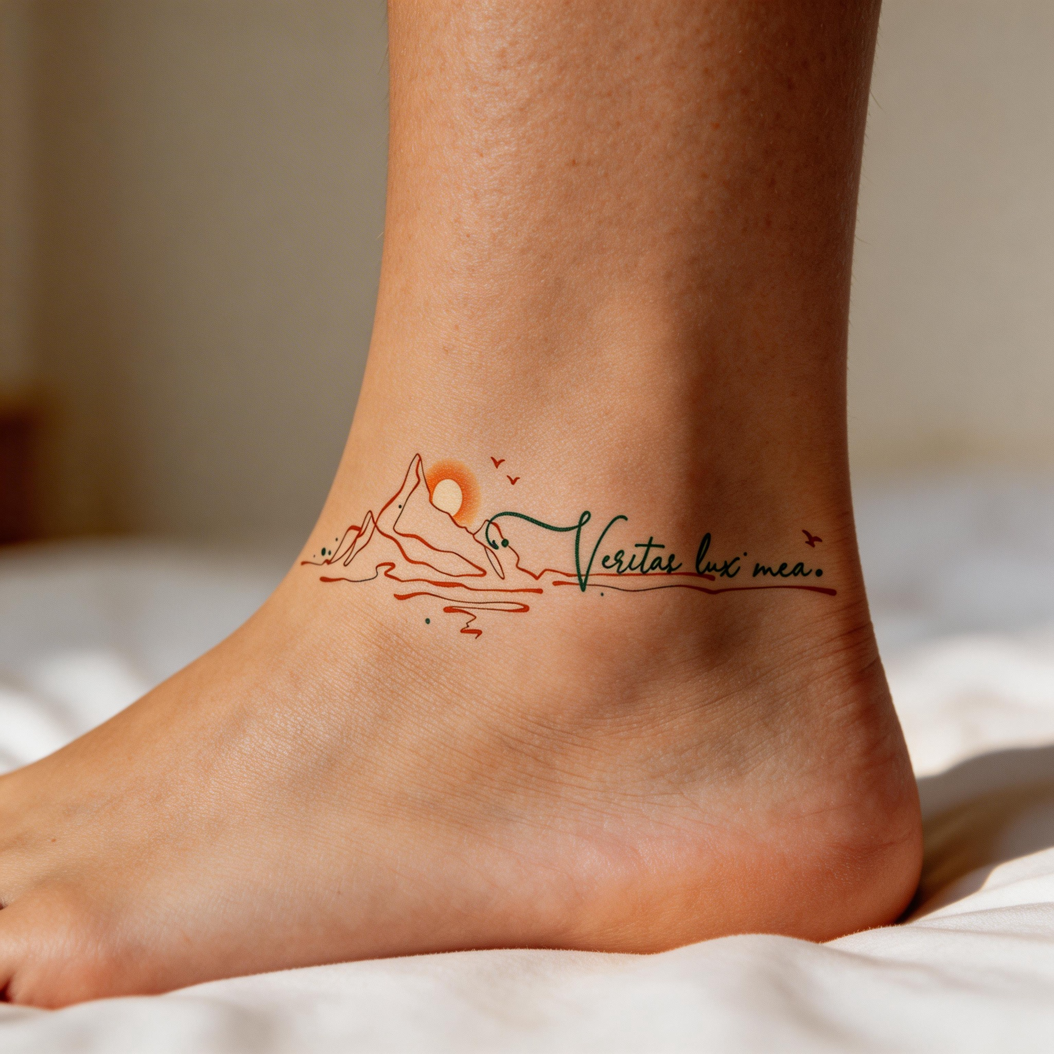 Tatouage temporaire couleur citation latine « Vestas lux mea. » (2 feuilles par set)