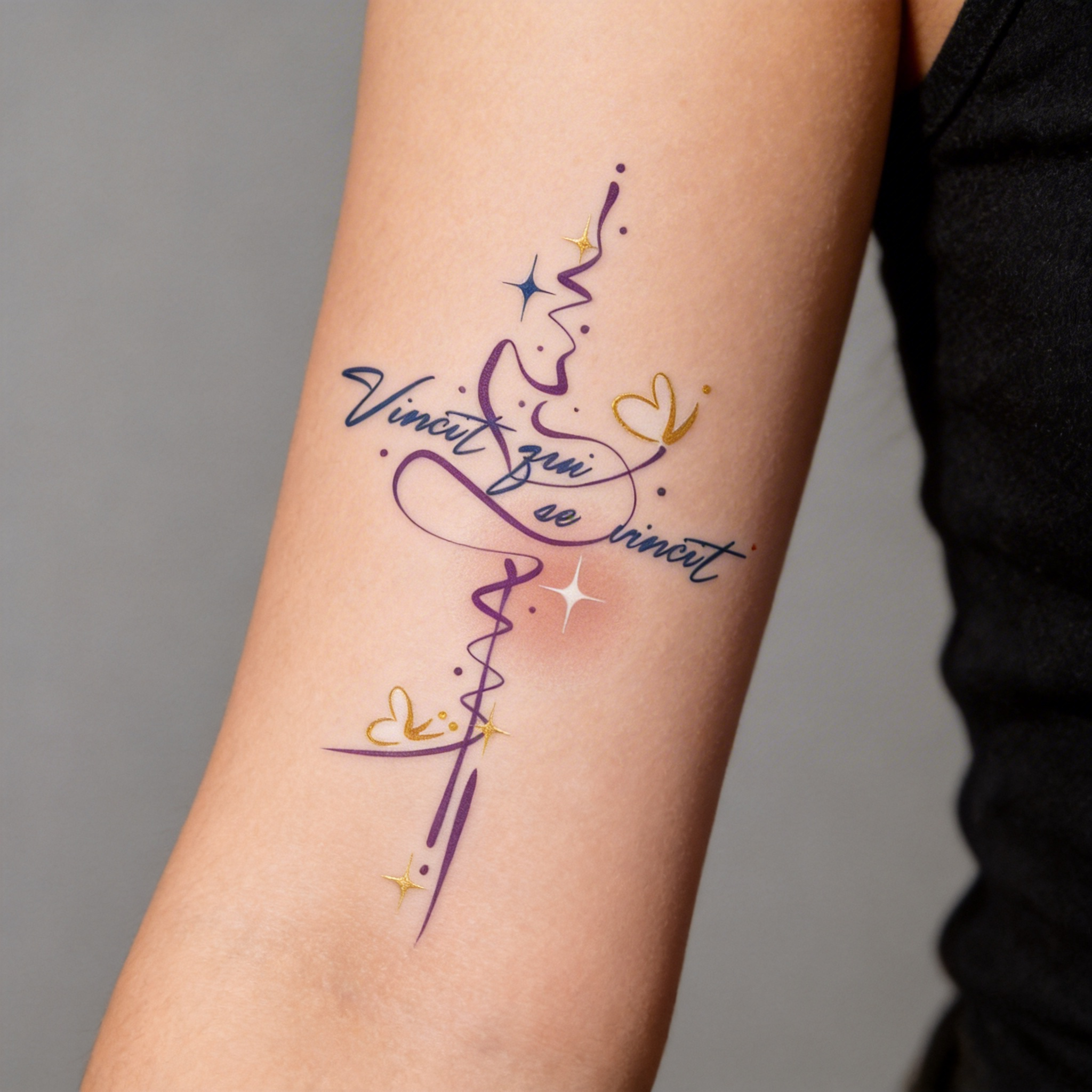 "Vincit qui se vincit" Latin Quote Color Temporary Tattoo (2 sheets per set)