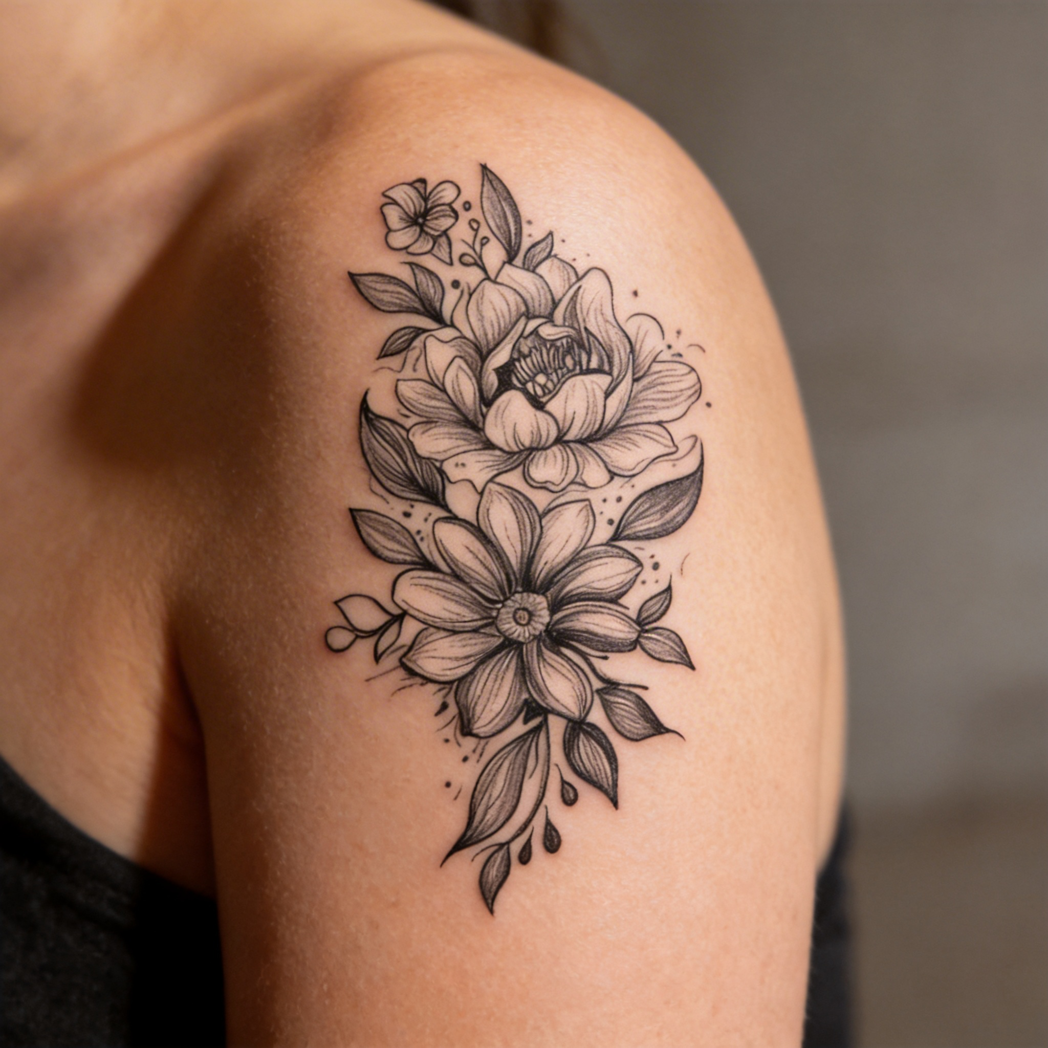 Minimalist Line Art Flower Temporary Tattoos, Botanical Tattoo Pack for Daily Wear (2 sheets per set)