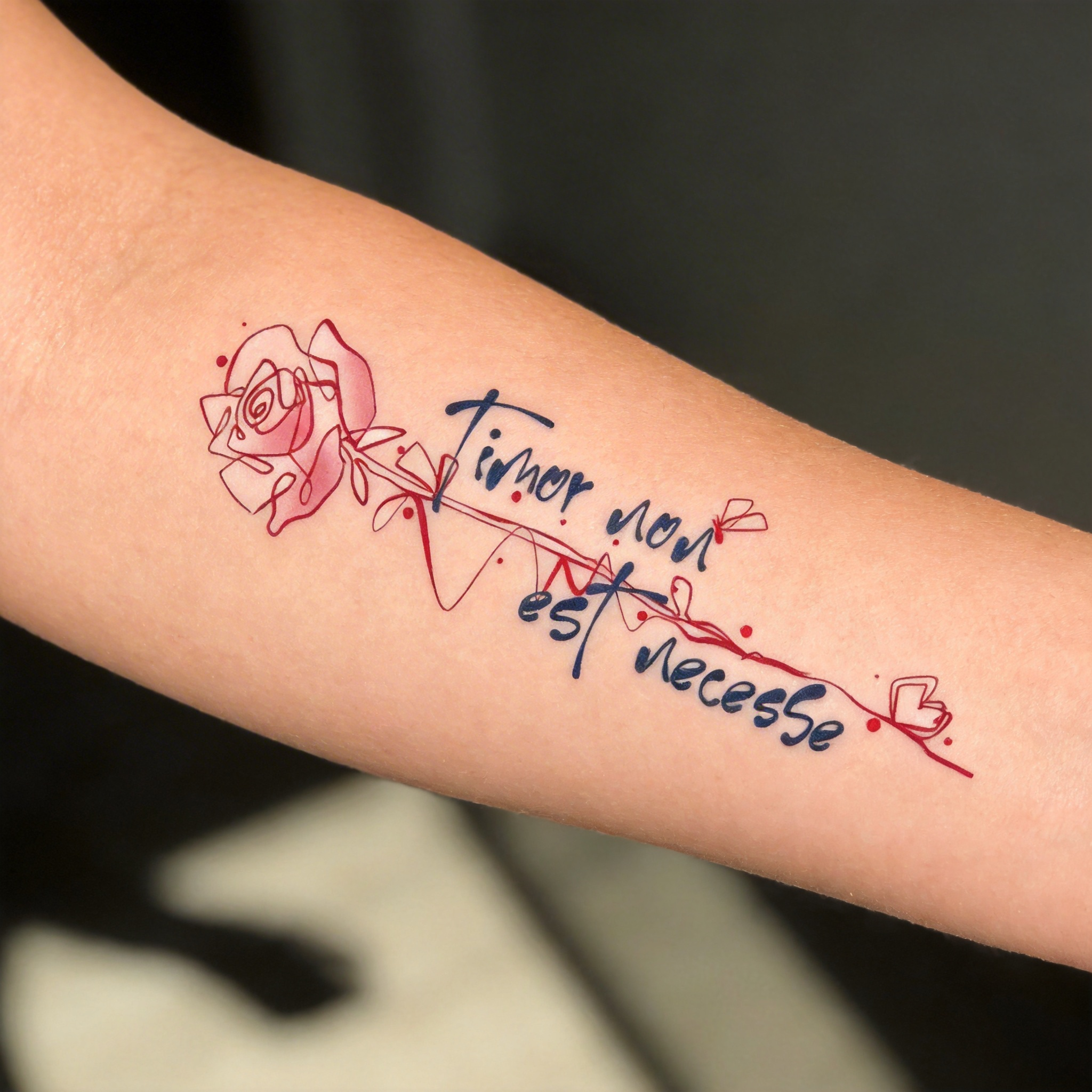 Tatouage temporaire couleur "Timor non est necesse" Citation latine (2 feuilles par set)