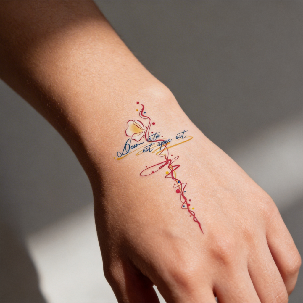 Tatouage temporaire couleur citation latine « Dum vita est, spes est » (2 feuilles par set)