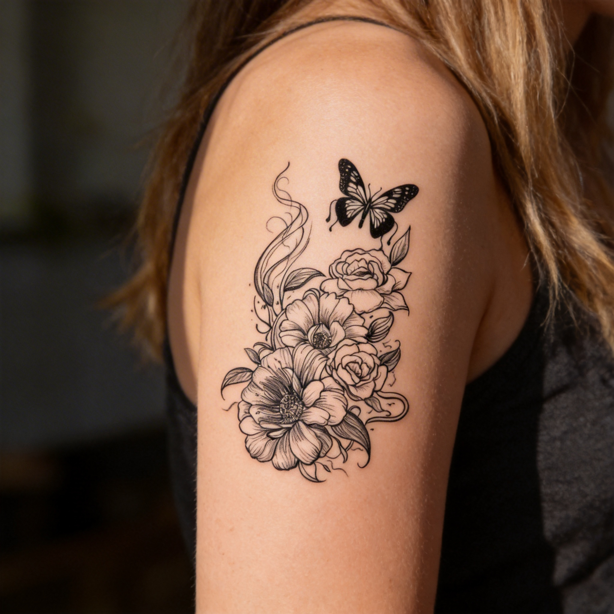 Minimalist Line Art Flower Temporary Tattoos, Botanical Tattoo Pack for Daily Wear (2 sheets per set)