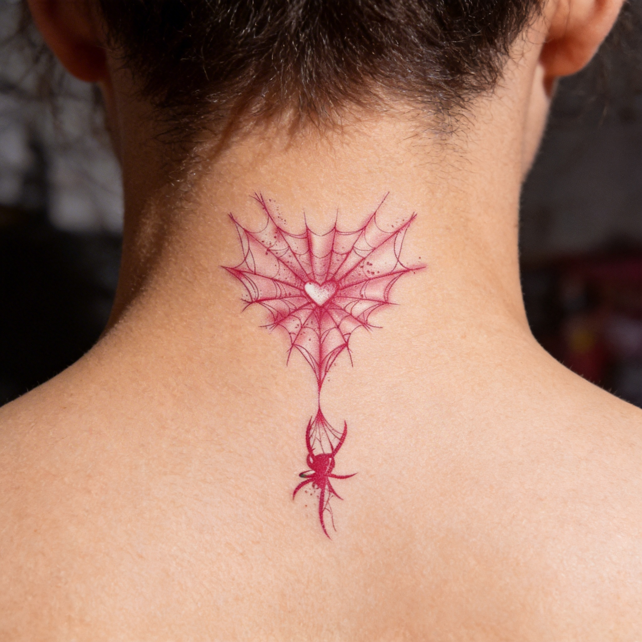 Tatouage temporaire toile d'araignée rose en forme de cœur, autocollant de tatouage araignée gothique (2 feuilles par lot)