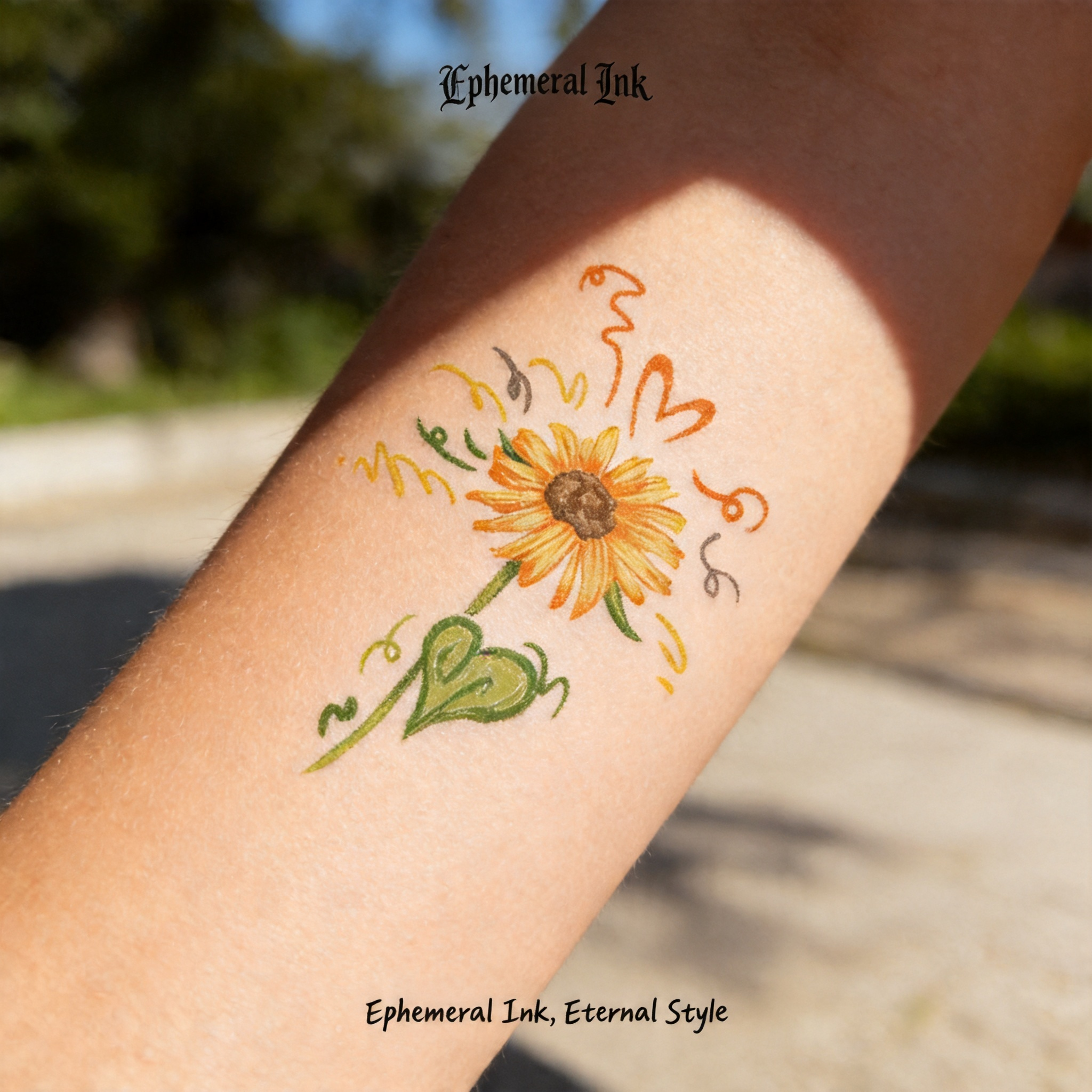 Tatouages Temporaires Tournesol Aquarelle Adorables, Autocollants Floraux Mignons et Étanche (2 feuilles par lot)