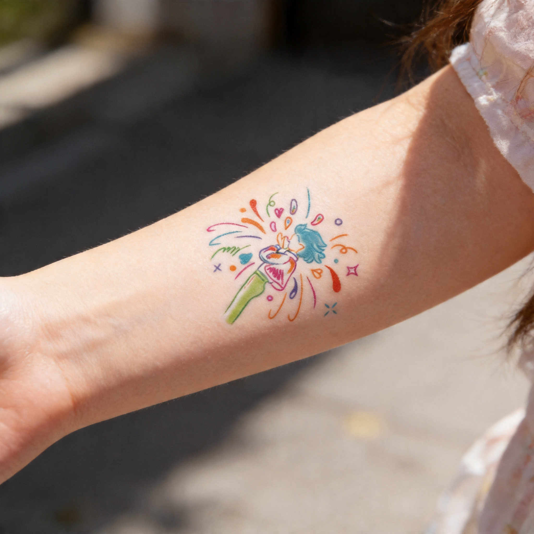 Mignons tatouages temporaires de garçon qui envoie des bisous dessinés à la main, autocollants corporels imperméables et colorés (2 feuilles par ensemble)