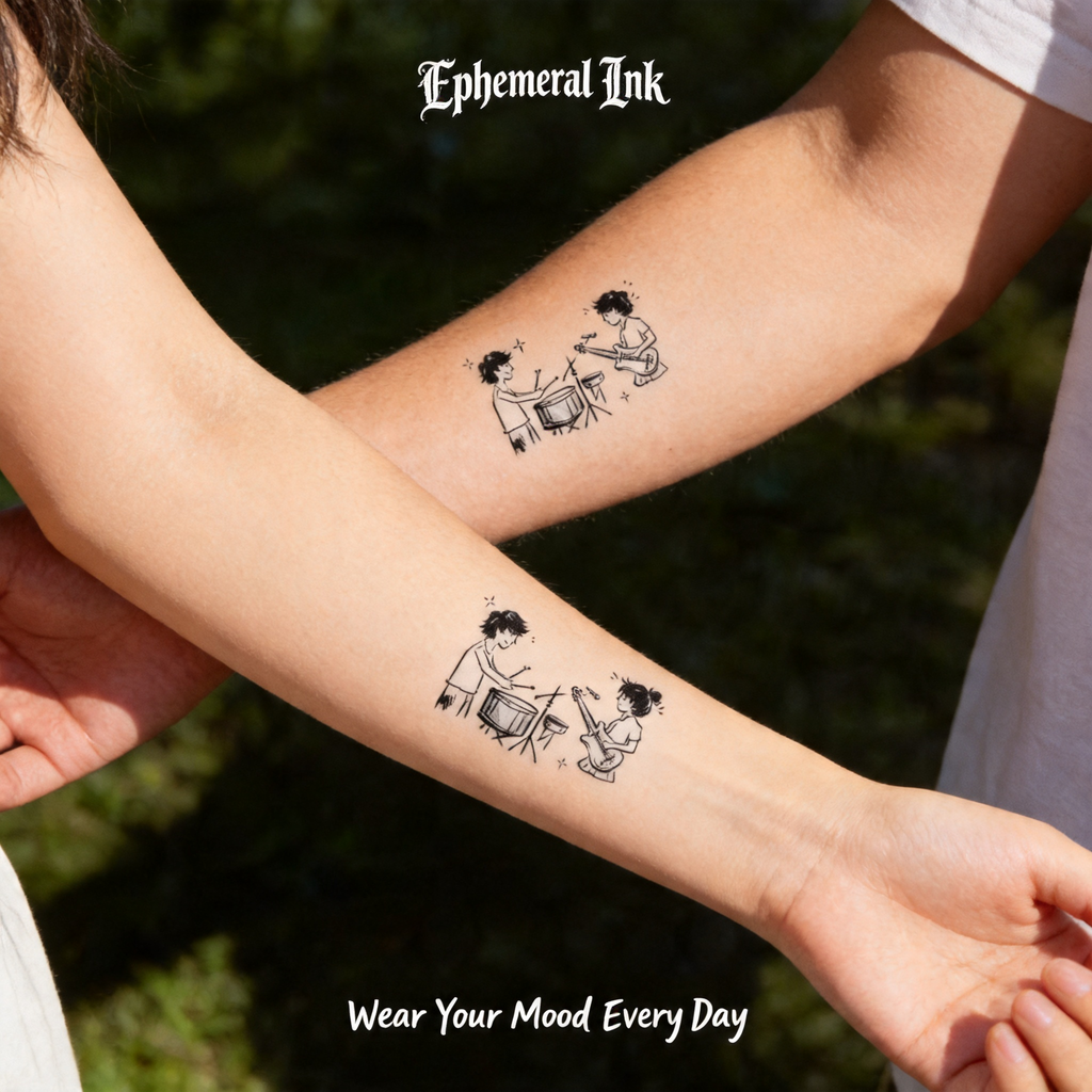 Duo Band Couple Temporary Tattoos (2pcs/set)
